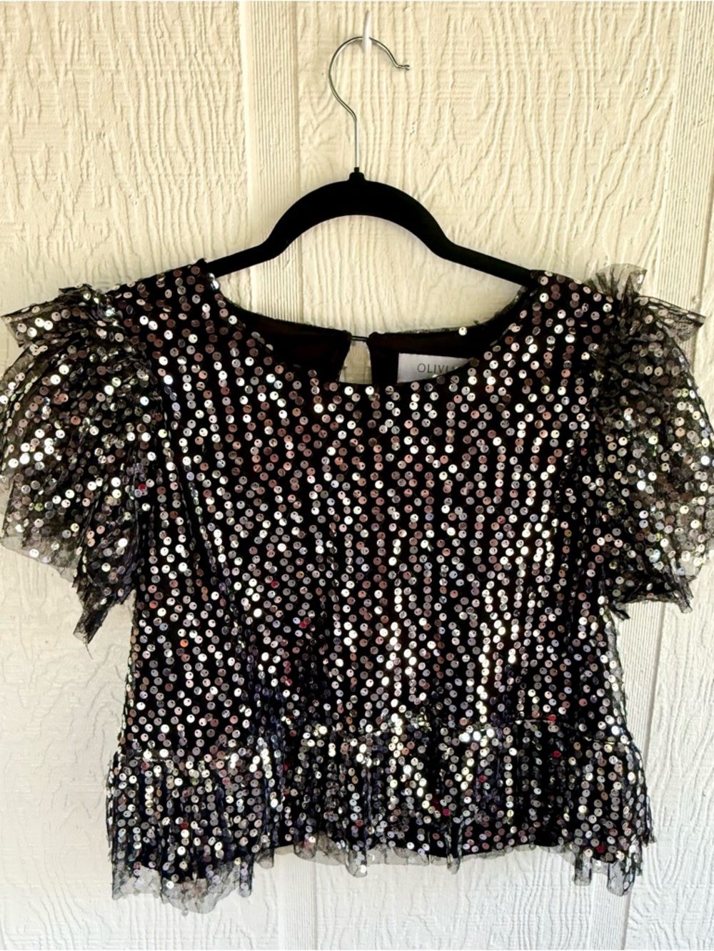 Olivia by Livro Polly Sequin Blouse ✨ Black & Silver Sparkle Top